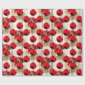 Elegant  rood kerstbloempatroon cadeaupapier (Vlak)