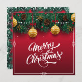 Elegant rood kerstfeest | Uitnodiging (Voorkant / Achterkant)