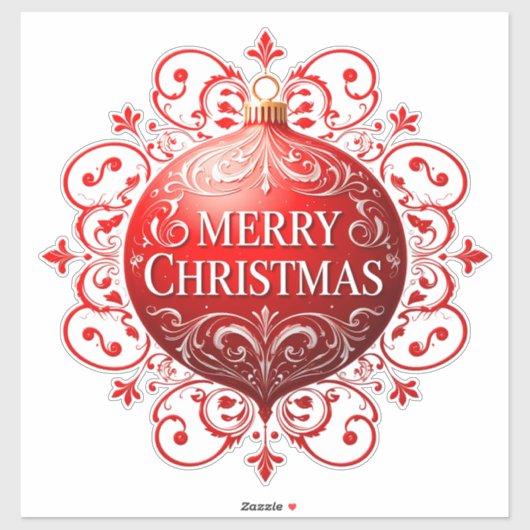 Elegant rood kerstversiering sticker (Vel)
