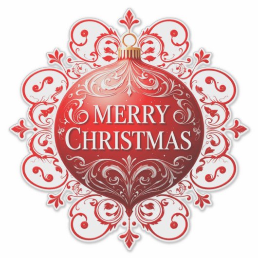 Elegant rood kerstversiering sticker (Voorkant)