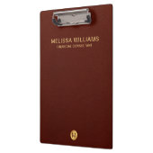 Elegant rood leder en gouden monogram Initiaal Klembord (Links)