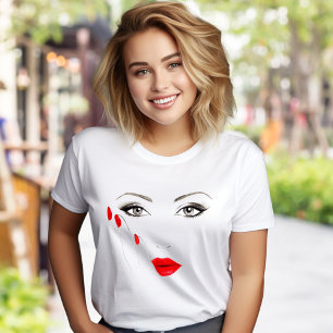 Elegant rood lippen grafisch T-shirt