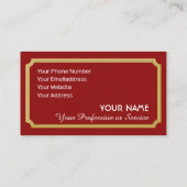 Elegant rood logo siergoud lijst Visitekaartje (Achterkant)