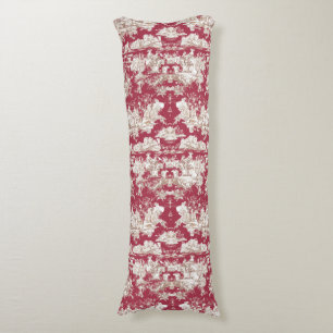 Elegant  rood meer toile de jouy lichaamskussen