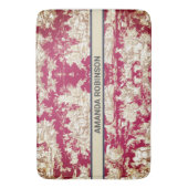 Elegant rood meer toile de jouy monogram badmat (Voorkant Verticaal)