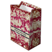 Elegant rood meer toile de jouy monogram medium cadeauzakje (Achterkant Gekanteld)