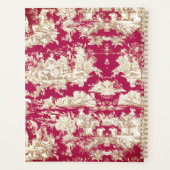 Elegant rood meer toile de jouy monogram planner (Achterkant)