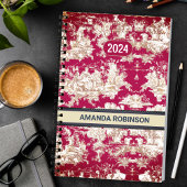 Elegant rood meer toile de jouy monogram planner
