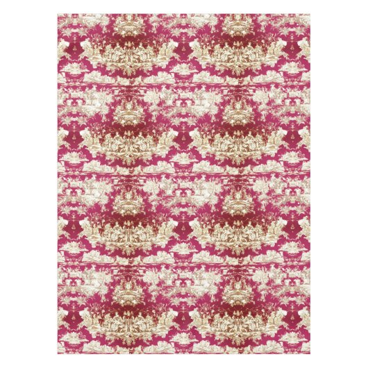 Elegant  rood meer toile de jouy monogram tafelkleed (Voorkant)