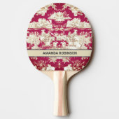Elegant rood meer toile de jouy monogram tafeltennisbatje (Achterkant)