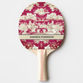 Elegant rood meer toile de jouy monogram tafeltennisbatje (Voorkant)