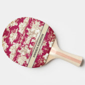Elegant rood meer toile de jouy monogram tafeltennisbatje (Zijkant)