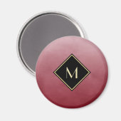 Elegant rood met eenvoudig goudmonogram magneet (Voorkant / Achterkant)
