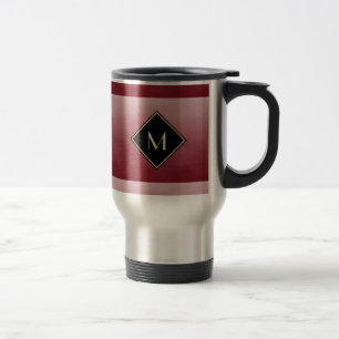 Elegant rood met eenvoudig goudmonogram reisbeker