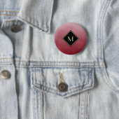 Elegant rood met eenvoudig goudmonogram ronde button 5,7 cm (In situ)