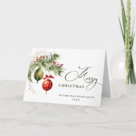 Elegant rood Ornament Vrolijk kerstfeest Corporate Feestdagen Kaart