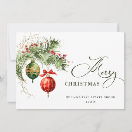 Elegant rood Ornament vrolijk kerstmis corporate Feestdagenkaart