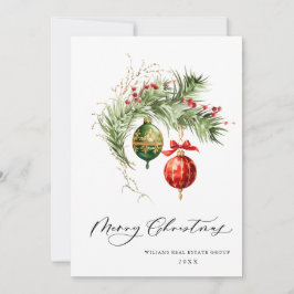 Elegant rood Ornament vrolijk kerstmis corporate Feestdagenkaart