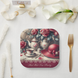 Elegant rood roise thee party papier Bord