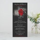 Elegant rood roos vignet bruiloft menu Kaart (Staand voorkant)
