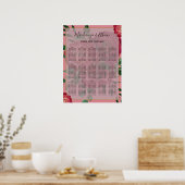 Elegant  Rood Roses Wedding Seating Chart Poster (Keuken)
