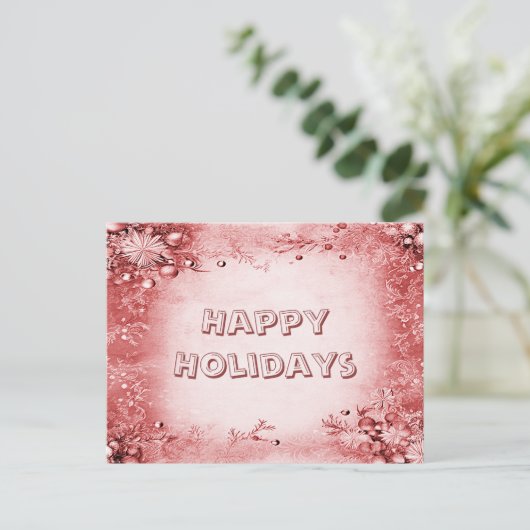 Elegant rood roze feestdag Briefkaart (Staand voorkant)