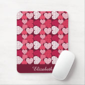 Elegant Rood Roze Jigsaw Puzzel Hart Patroon Naam Muismat (Met muis)