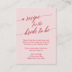 Elegant rood roze kalligrafie Recipe Kaart Tussenv