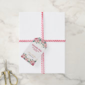 Elegant Rood Roze Pioen Bloem Goud Blad Verjaardag Cadeaulabel (Met Touw)