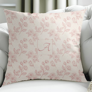Elegant rood rozenpapier Chintz Monogram Kussen