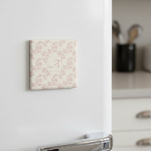 Elegant rood rozenpapier Chintz Monogram Magneet