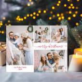 Elegant Rood Script 5 Fotocollage Kerst Kaarten