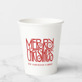 Elegant rood script Merry Christmas Custom Papieren Bekers (Voorkant)