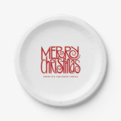Elegant rood script Merry Christmas Custom Papieren Bordje (Voorkant)