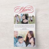 Elegant rood script scheuren weg foto vakantie Kaa All In One Uitnodiging (Binnen)