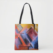 Elegant Rood Sinaasappel Zwart Roze Blauw Abstract Draagtas (Voorkant)