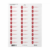 Elegant rood & wit monogram lint adreslabel etiket (Full Sheet)