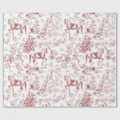 Elegant Rood Wit Paard Bloemenpatroon Cadeaupapier (Vlak)