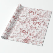 Elegant Rood Wit Paard Bloemenpatroon Cadeaupapier (Uitgerold)