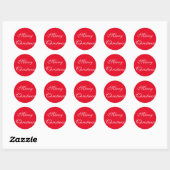 Elegant rood wit script kerst ronde sticker (Vel)