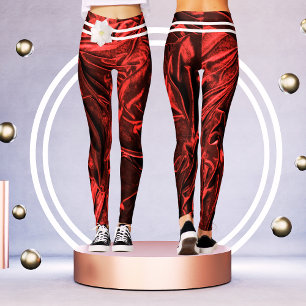 Elegant Rood Wit Violet Burgandy Bloemen Vrouwen Leggings