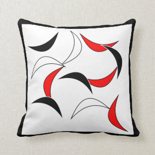 Elegant rood, zwart en wit Abstract patroon Kussen