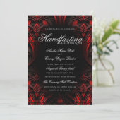 Elegant Rood & Zwart Gothic Damask Handfasten Kaart (Staand voorkant)