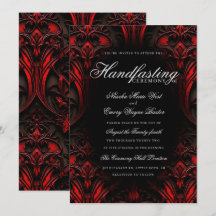 Elegant Rood & Zwart Gothic Damask Handfasten