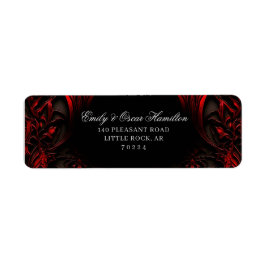 Elegant rood & zwart gotisch damast retouradres etiket