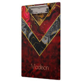 Elegant rood zwart goud meisjesachtig geometrisch klembord (Links)