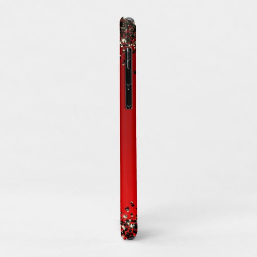 Elegant rood zwart goudglitter monogram Case-Mate iPhone case (Achterkant/links)