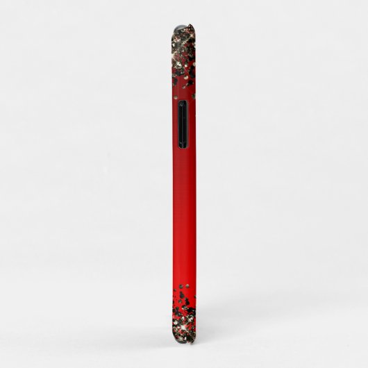 Elegant rood zwart goudglitter monogram Case-Mate iPhone case (Achterkant/rechts)