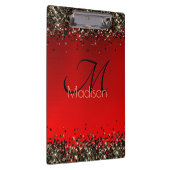 Elegant rood zwart goudglitter monogram klembord (Rechts)