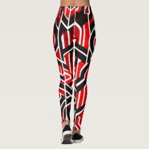 Elegant rood, zwart, wit met subtiel patroon - leggings